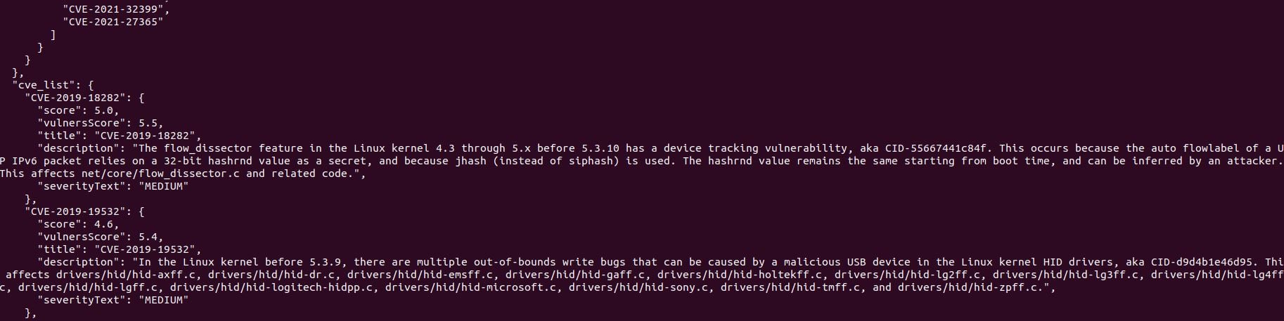 Vulners plugin json 2